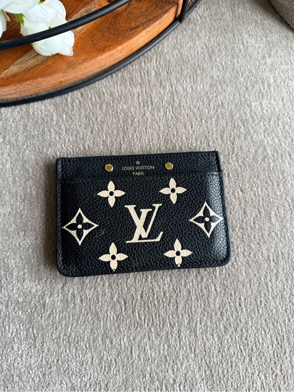 Louis Vuitton Monogram LV Card Holder in Empriente Black & Cream